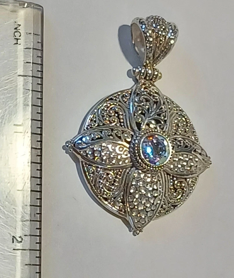 Colgante Jtv Sarda Filigrana de Plata Balinesa y Topacio Místico... Foto 3 de 4