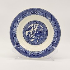 Vintage Blue and White Willow Ware 8.5" Soup Bowl By Royal China w/Chip