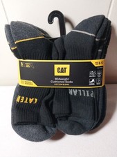 CATERPILLAR Mens Short Crew Socks Mid-Weight Work Boot Cushion 8 Pack BLACK CAT