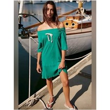 New Free People Beach Gemma Mini Dress 100% Cotton Size Small in Cadmium Green