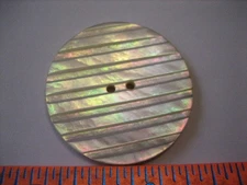 Vintage 1-7/16" Carved Mother Of Pearl MOP Shell Button, Sew Thru - PS41