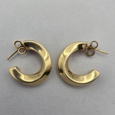 Orecchini a cerchio Tiffany & Co oro giallo 18 kt bordo coltello ritorto Italia 6,9g 750