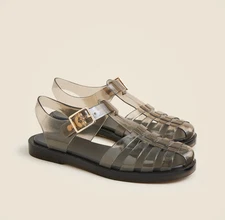 New J.CREW MISMATCH Size 7 & 8 Fisherman Jelly Sandals Storm Cloud $89 CJ833