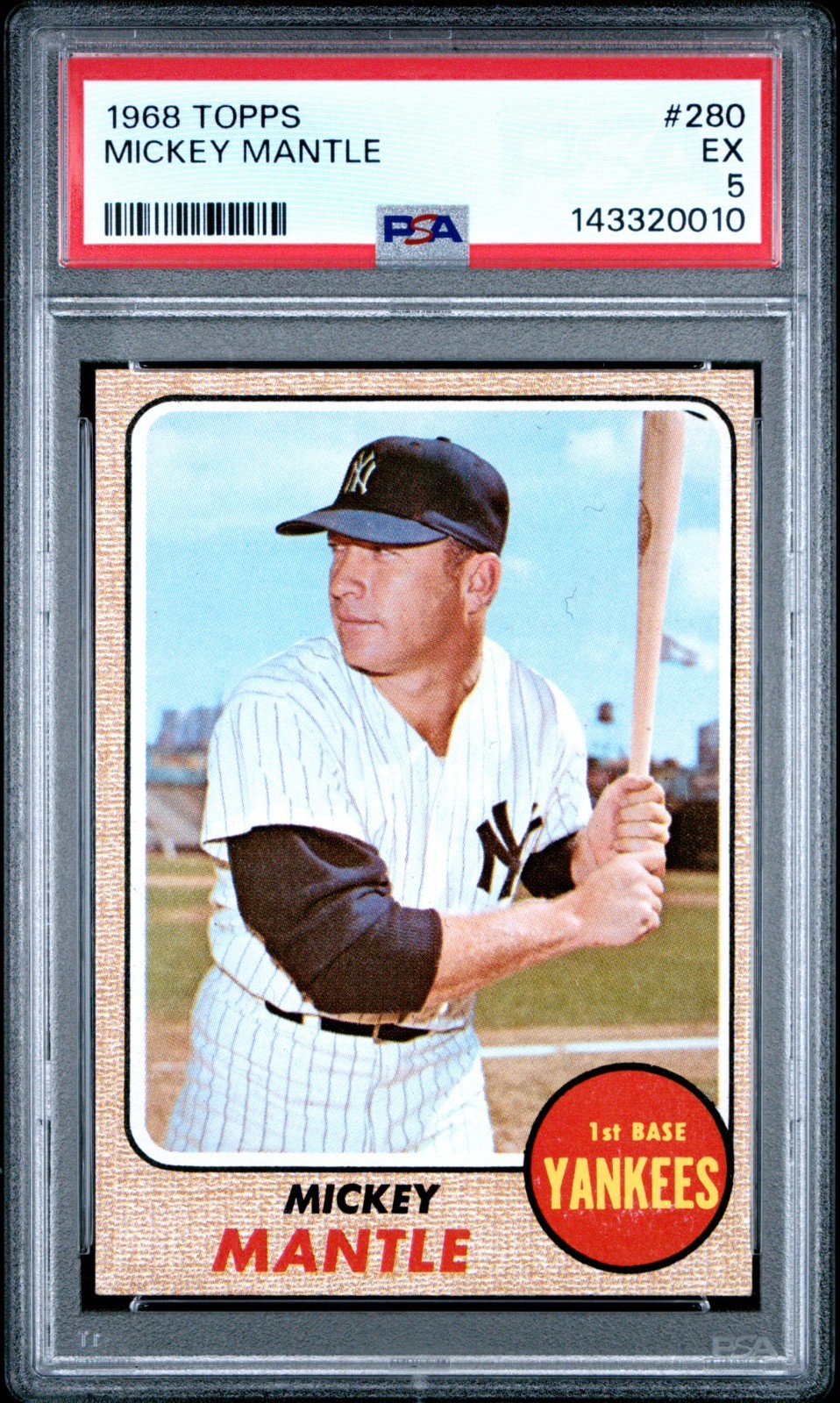 1968 Topps Mickey Mantle #280 PSA EX 5 NEW LABEL