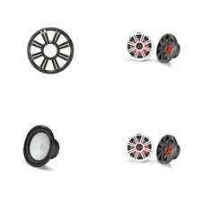 Kicker Marine 2 45KM654L 6.5"  45KMF104 w/ Charcoal Grill, LED Marine Audi...