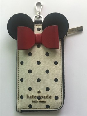 Kate Spade Disney Collaboration Minnie Mouse Ribbon Neck Card Case Pouch White