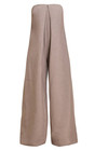 Women's Strapless Linen Wide-Leg Jumpsuit Pleated Zip Beige size 8 — photo 1
