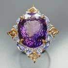 Unique ring 28 ct Natural Amethyst Ring 925 Sterling Silver Size 8 /R477815
