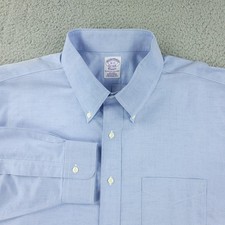 Brooks Brothers Shirt Mens 18-37 Blue Classic Non Iron Supima Cotton Button Down