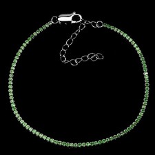 925 Sterling Silver Bracelet Tsavorite Garnet Round Diamond Cut 1.5mm Gemstone 8