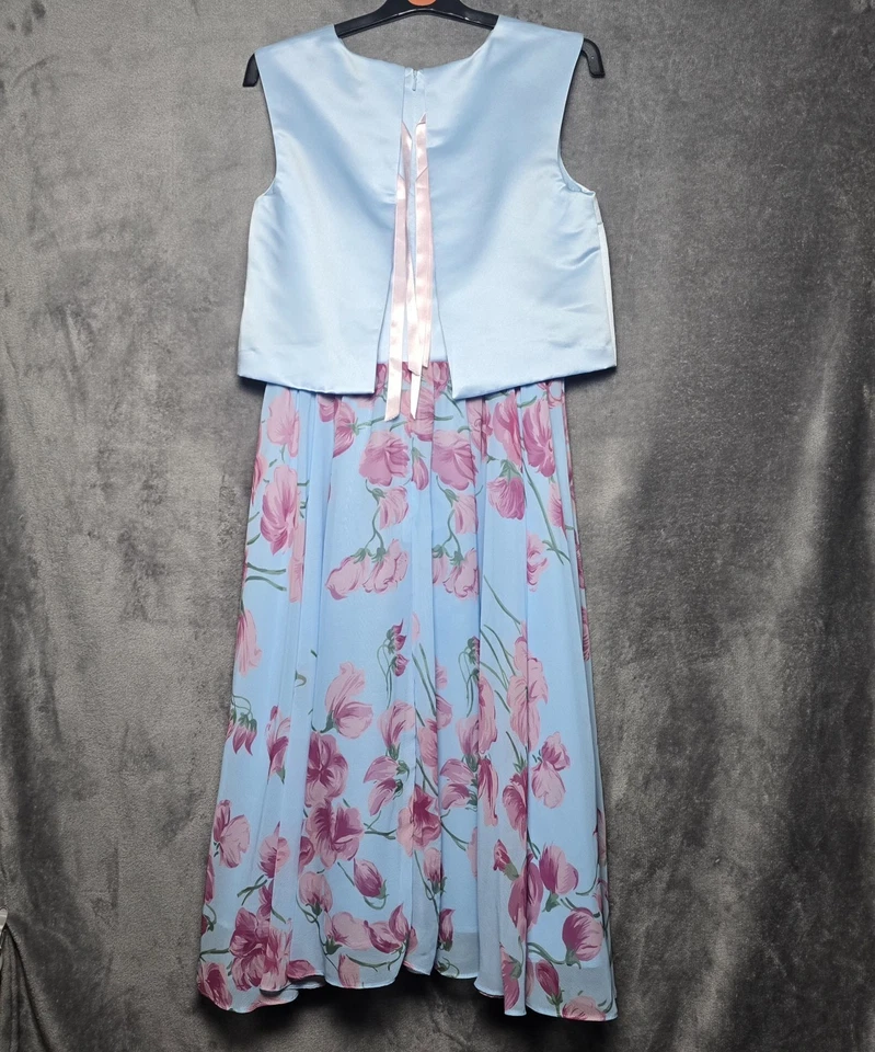 Vestido Horrockses Moda Mujer Talla 10 Azul Rosa Floral Retro Sin Mangas - Imagen 2 de 4