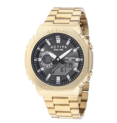 Activa Signal X Invicta ACWM423-007 Gold Digital Watch 45.5mm LED 30M New