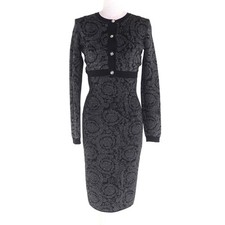 Excellent VERSACE two-piece set Black Silver Rayon Women 1011020/1011396