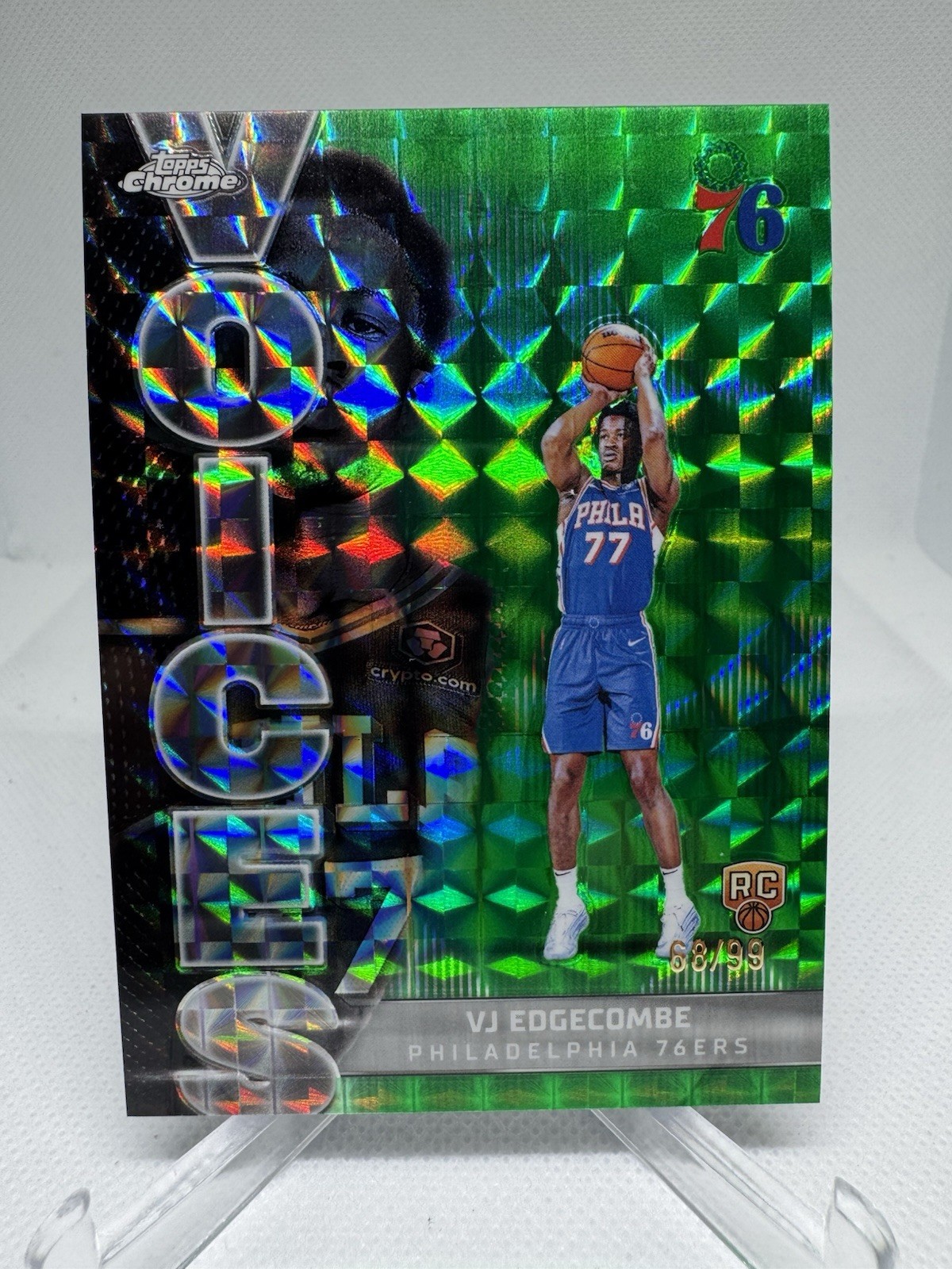 2025-26 Topps Chrome /99 VJ Edgecombe RC Rookie Voices Green SP #VS8 76ers