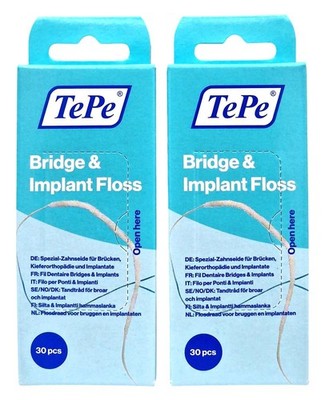 2x TePe Bridge und Implantat Floss - Brücken Zahnseide - KFO Superfloss
