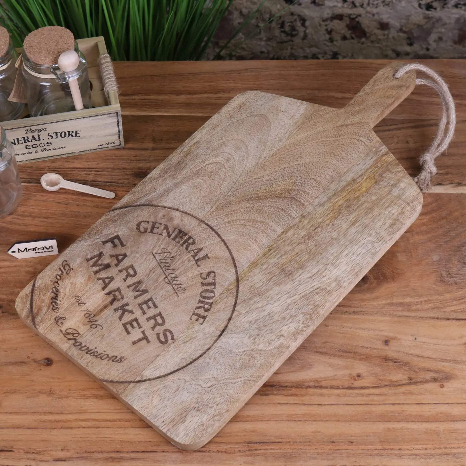 General Store Wooden Chopping Board 50cm Vintage Farmhouse Country Gift