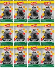 Glad Lawn & Leaf Trash Bags, 39 Gallon, Black, Quick-Tie, 144 Trash Bags