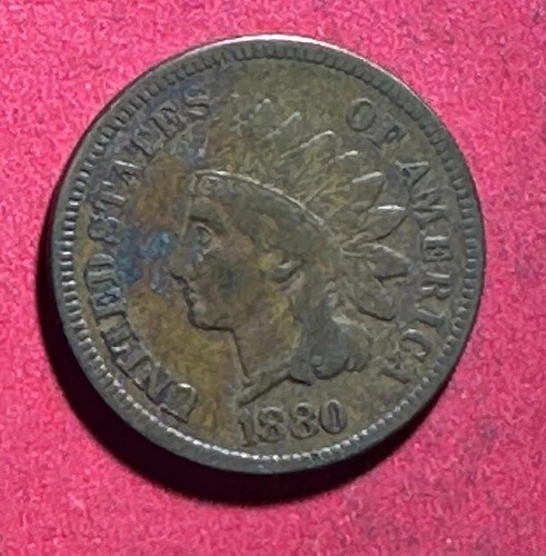 1880 US Indian Head Cent! "LIBERTY" Shows! FINE Details! Old US Coin!