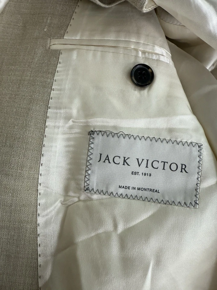 Jack Victor Blazer Hombre 50L Beige Lana Lino Abrigo Deportivo Chaqueta Dos Botones Foto 4 de 4