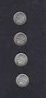 Four Roosevelt silver Dimes  all 1964 with D mint marks L-43