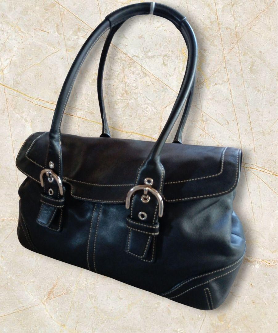 Coach Tote Handbag Soho Black Leather Shoulder Used