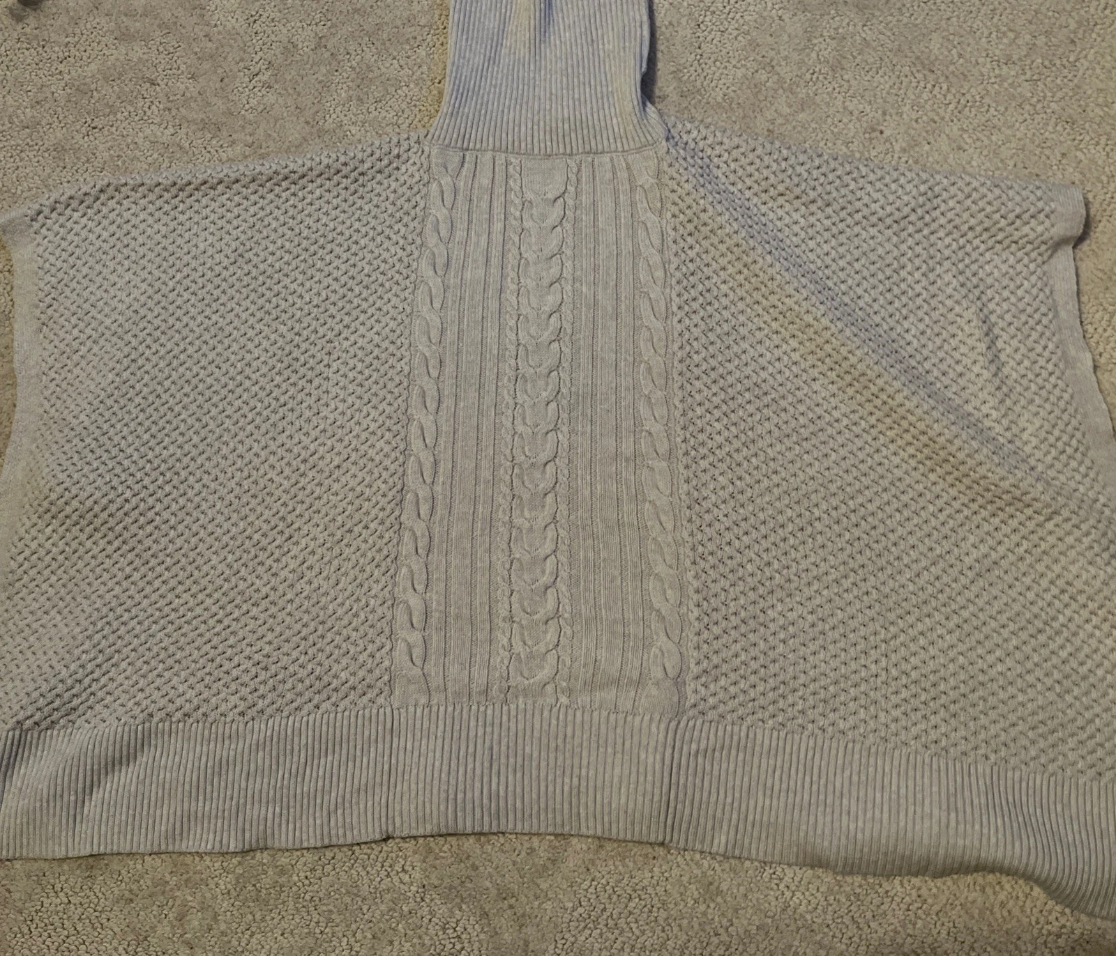 Lululemon Merino Wool Poncho Sweater Off-White Cable-Knit Turtleneck One Size