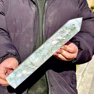 4.75LB Natural water grass agate crystal obelisk quartz crystal energy column