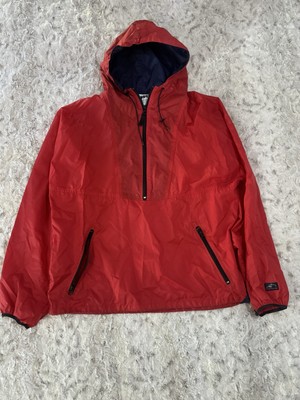 VTG 90s HELLY HANSEN OUTER SHELL. SIZE LARGE. RED. 1/2 ZIP HOODED