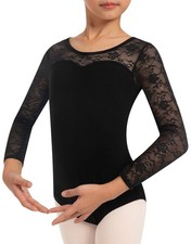 Girls Lace Cap Sleeve Ballet Leotard Toddler Big Little Girls Gymnastics Danc...