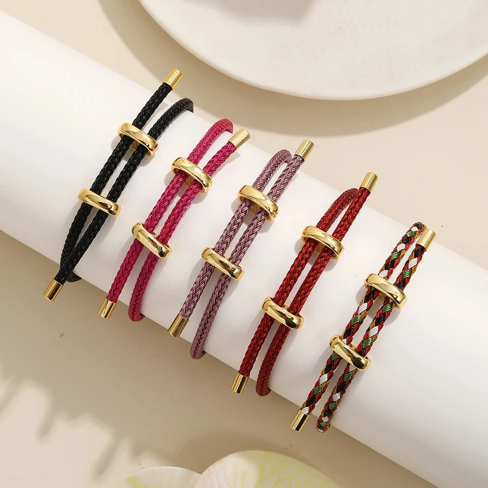 Brazalete de Cuerda de Alambre Ajustable Hecho a Mano Colorido Mujeres Hombres Hágalo Usted Mismo Estilo de Cordón Foto 2 de 4