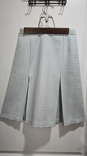 Vintage Handmade Light Green/White Plaid Pleated Knee Length Skirt
