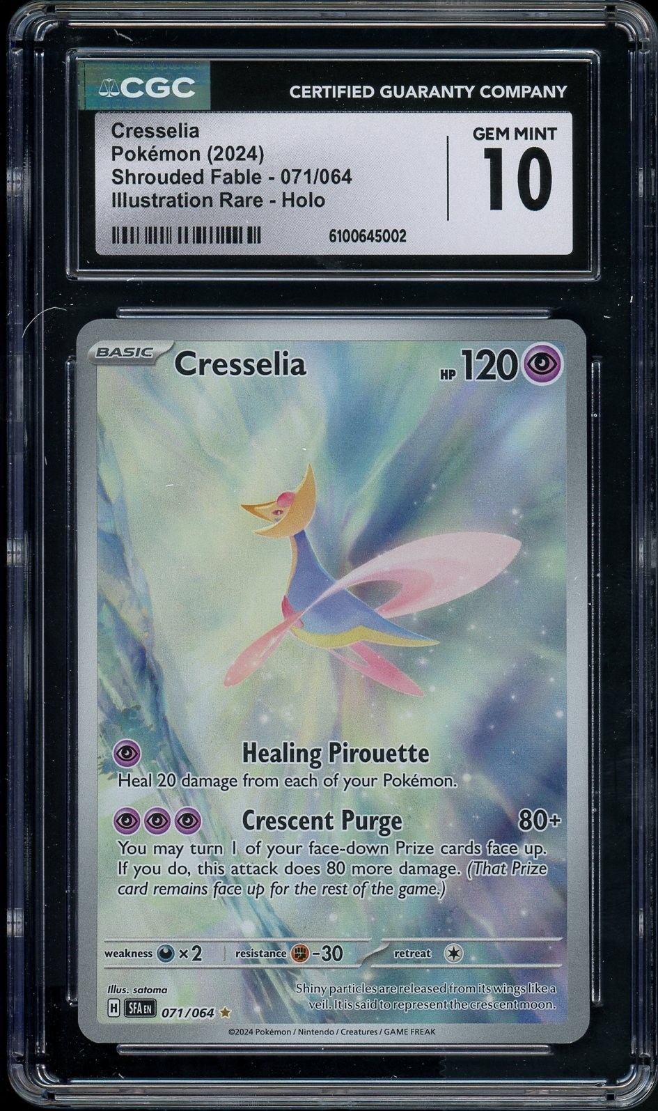 CGC 10 Cresselia Shrouded Fable 071/064 Illustration Rare Holo Pokemon Card