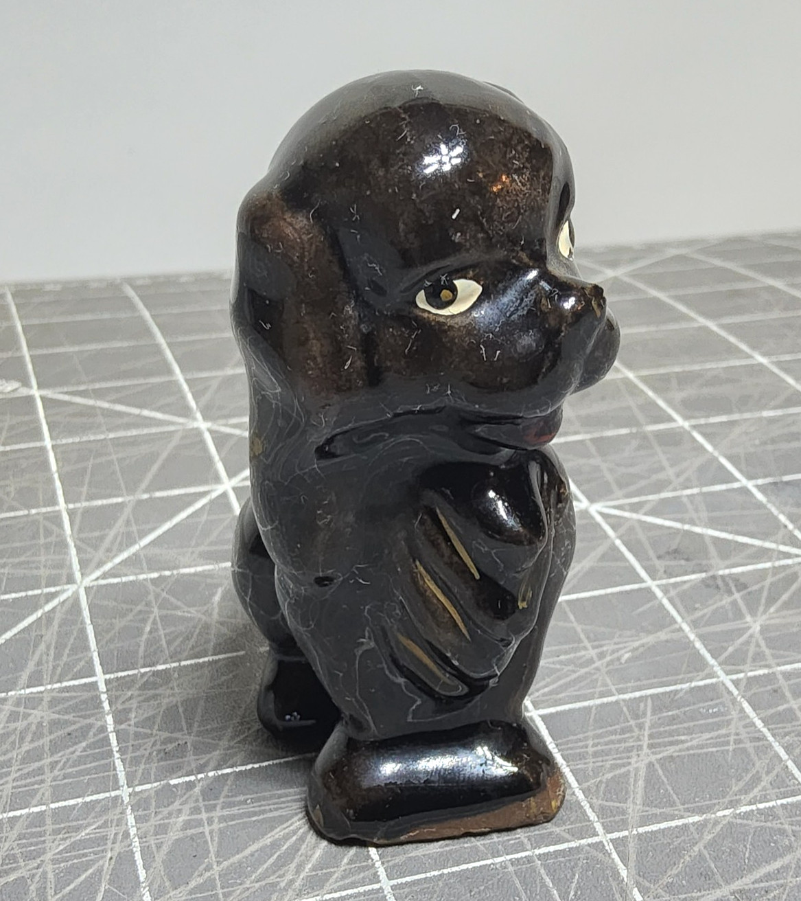 Vintage 4x3x1 brown glaze cocker spaniel dog figurine miniature grannycore 60s