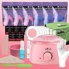 Hard Wax Kit Hair Removal Wax Warmer Beads Face Body Bikini