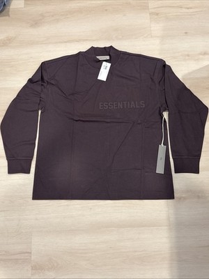 Fear Of God Essentials Dark Plum Purple Mock Neck Long Sleeve T-shirt Top SZ XS