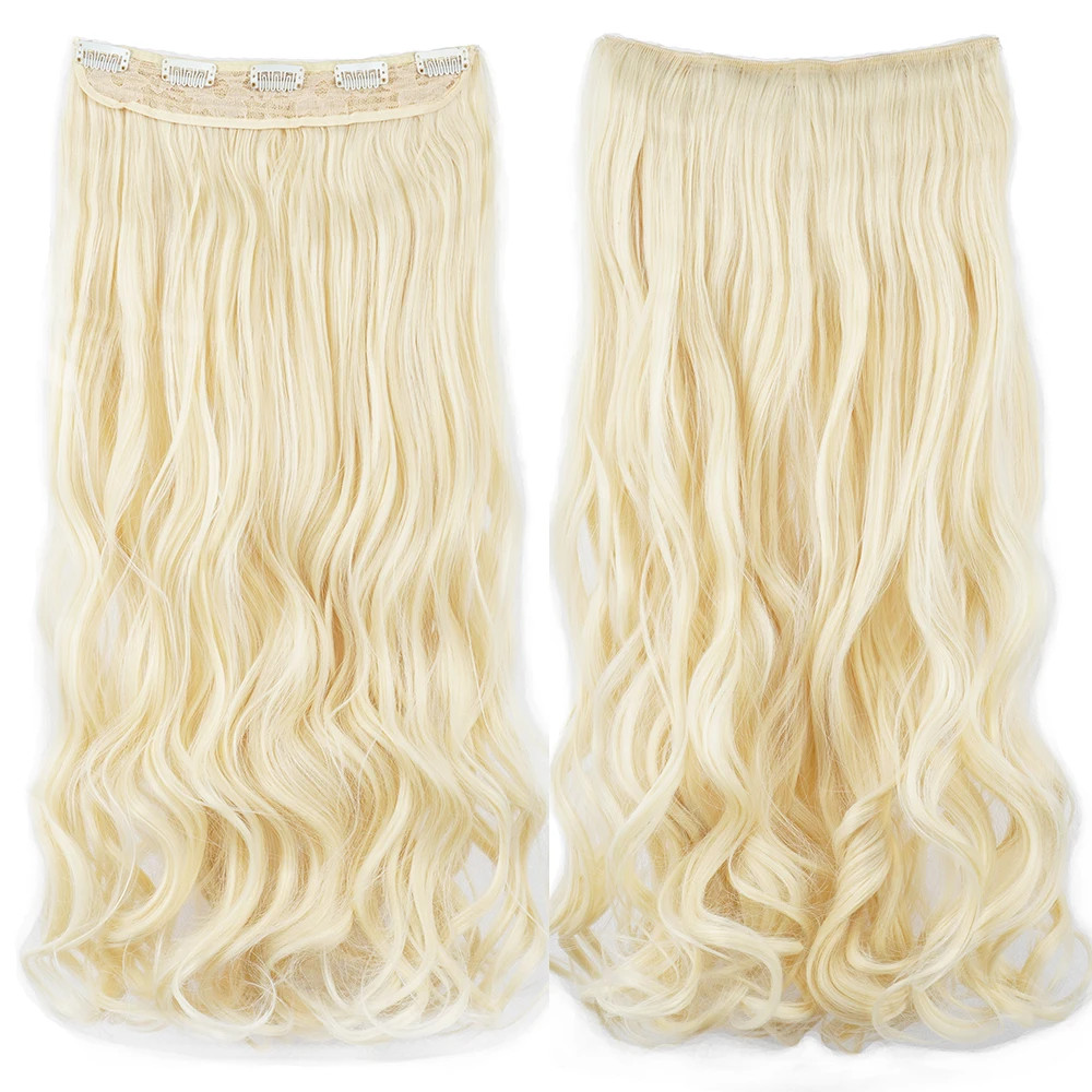  Dirty Blonde Curly Clip In Synthetic Hair Extensions Fake H