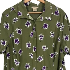 Duluth Trading Women XXL Gorpcore Outdoor Hiking Floral UPF Vented Stretch Shirt