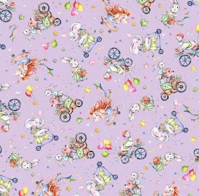 P & B Textiles Whiskerville Bike Toss Baby 100% Cotton By the Yard