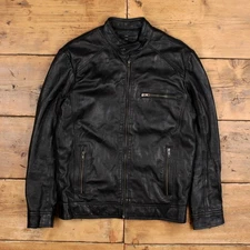 Vintage Absolute Leather Jacket M Mens 00s Black Moto Biker Racer