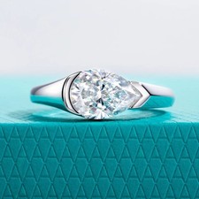 3CT Pear Cut VVS1 Moissanite Damski pierścionek zaręczynowy 14k Białe pozłacane