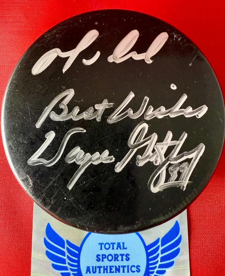 Disco autografiado WAYNE GRETZKY & MARIO LEMIEUX con certificado de autenticidad (TSA) + ¡ENVÍO GRATUITO! Foto 3 de 4