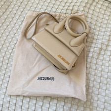 Jacquemus Mini Top Handle Crossbody Bag Beige Magnetic Closure Gold HW Dust Bag
