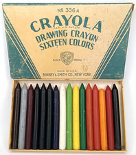 Antique 1940s Binney Smith Crayola Drawing Crayons Set Of 16 With Original Box