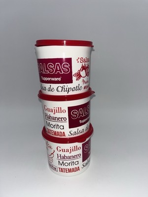 Tupperware Mini Canisters Set of 3 Salsa Theme Storage Containers New