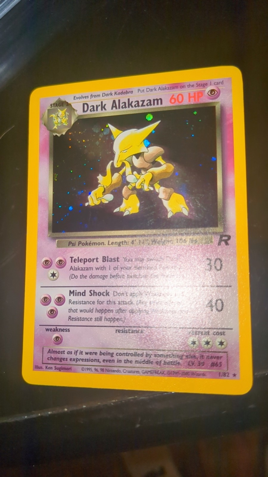  Dark Alakazam Pokémon Card Team Rocket Holo Rare 1/82 NM