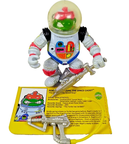 Vintage TMNT 1990 Raph Space Cadet Astronaut Action Figure Profile Card Helmet