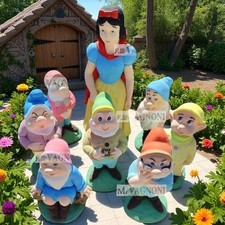Biancaneve e sette 7 nani grandi cm 65 110 per esterno da giardino cemento marmo
