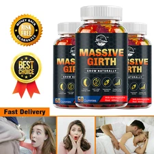 XXXL Plus Size Male ENLARGER Longer Wider Bigger Male Natural Growth 180 Gummies