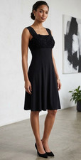 R&M Richards Little Black Dress- Sz 6 -Ruffle bodice - Lined - Sleeveless