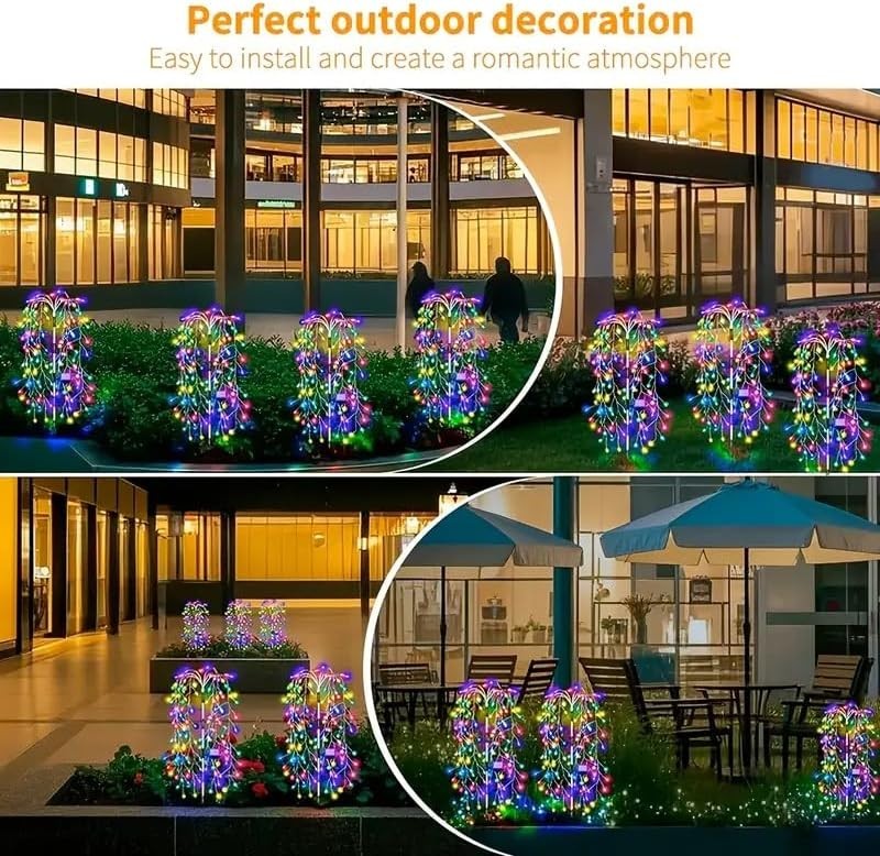 2/4Pcs Outdoor LED Solar Power Firework Garden Lights Starburst Tree ...